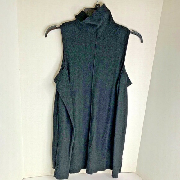 Trouve Womens Sz M Long Sleeve Black Sweater Cashmere Blend Turtleneck 18 in Che - Picture 3 of 5